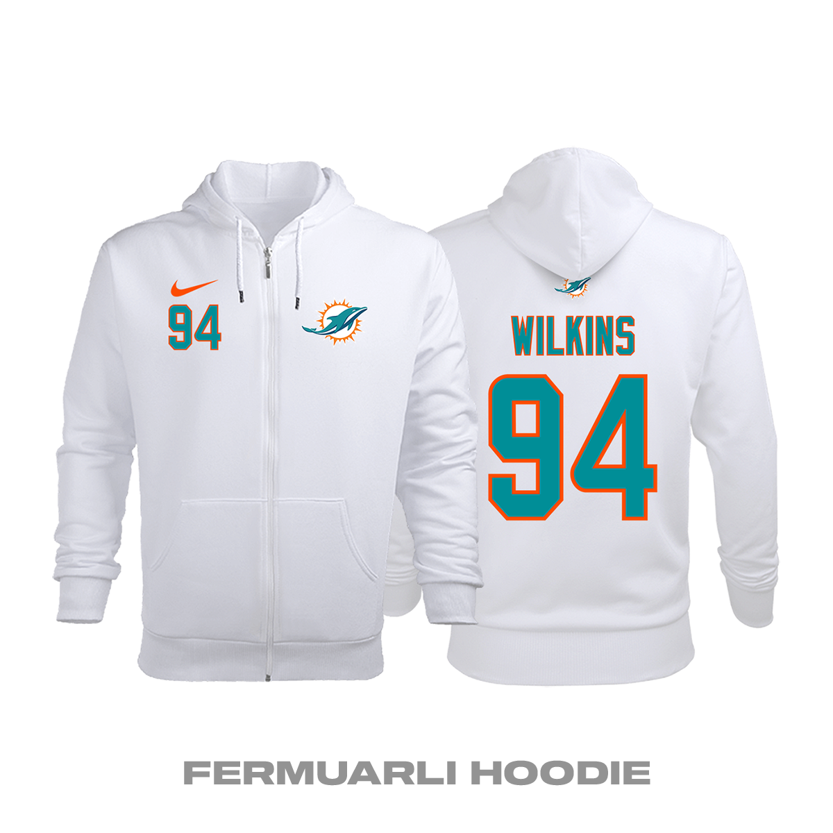 Miami Dolphins: Alternate Edition 2020/2021 Fermuarlı Kapüşonlu Hoodie L