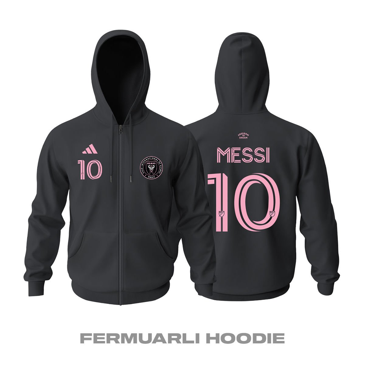 Inter Miami: Away Edition 2023/2024 Fermuarlı Kapüşonlu Hoodie
