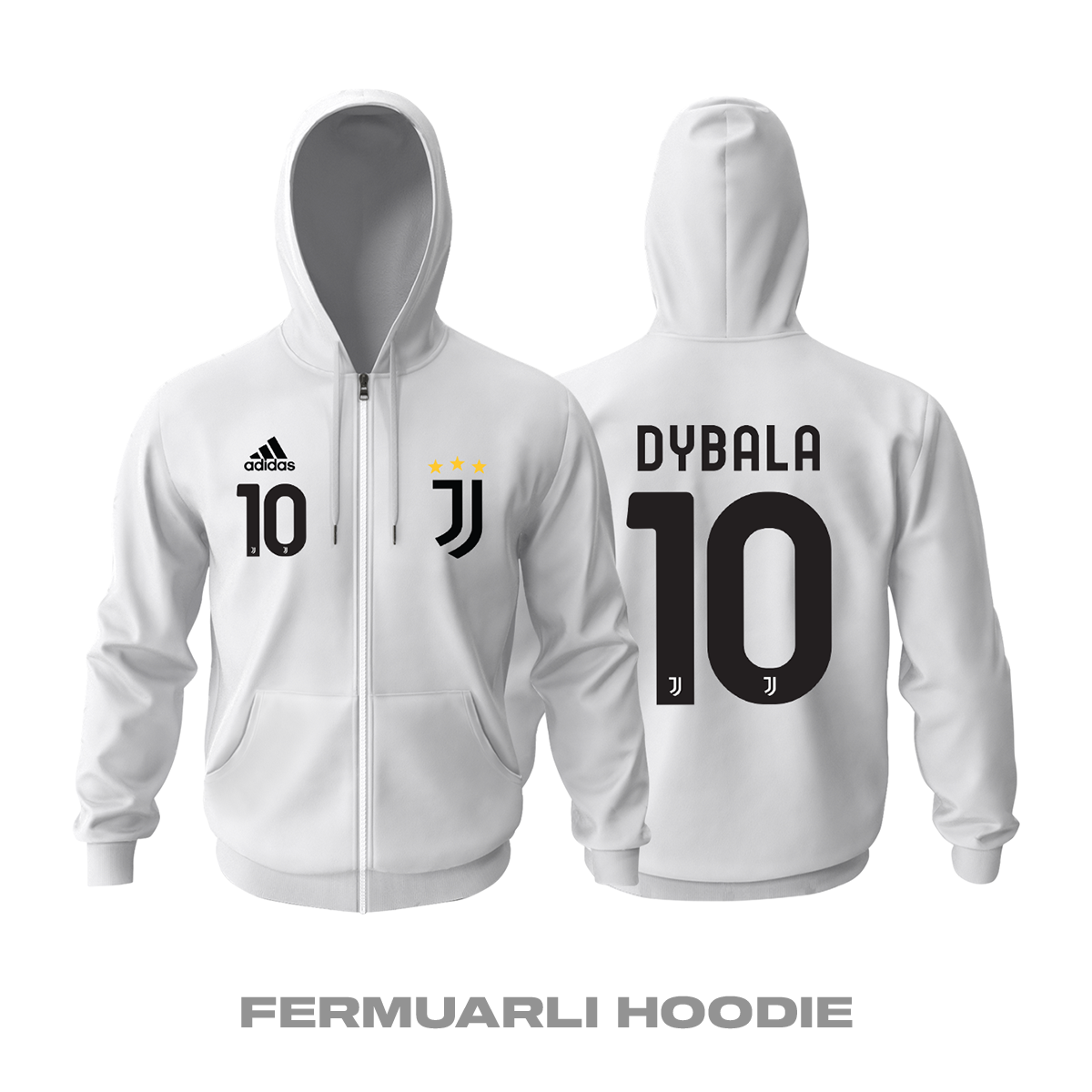 Juventus: Home Edition 2021/2022 Fermuarlı Kapüşonlu Hoodie 3XL
