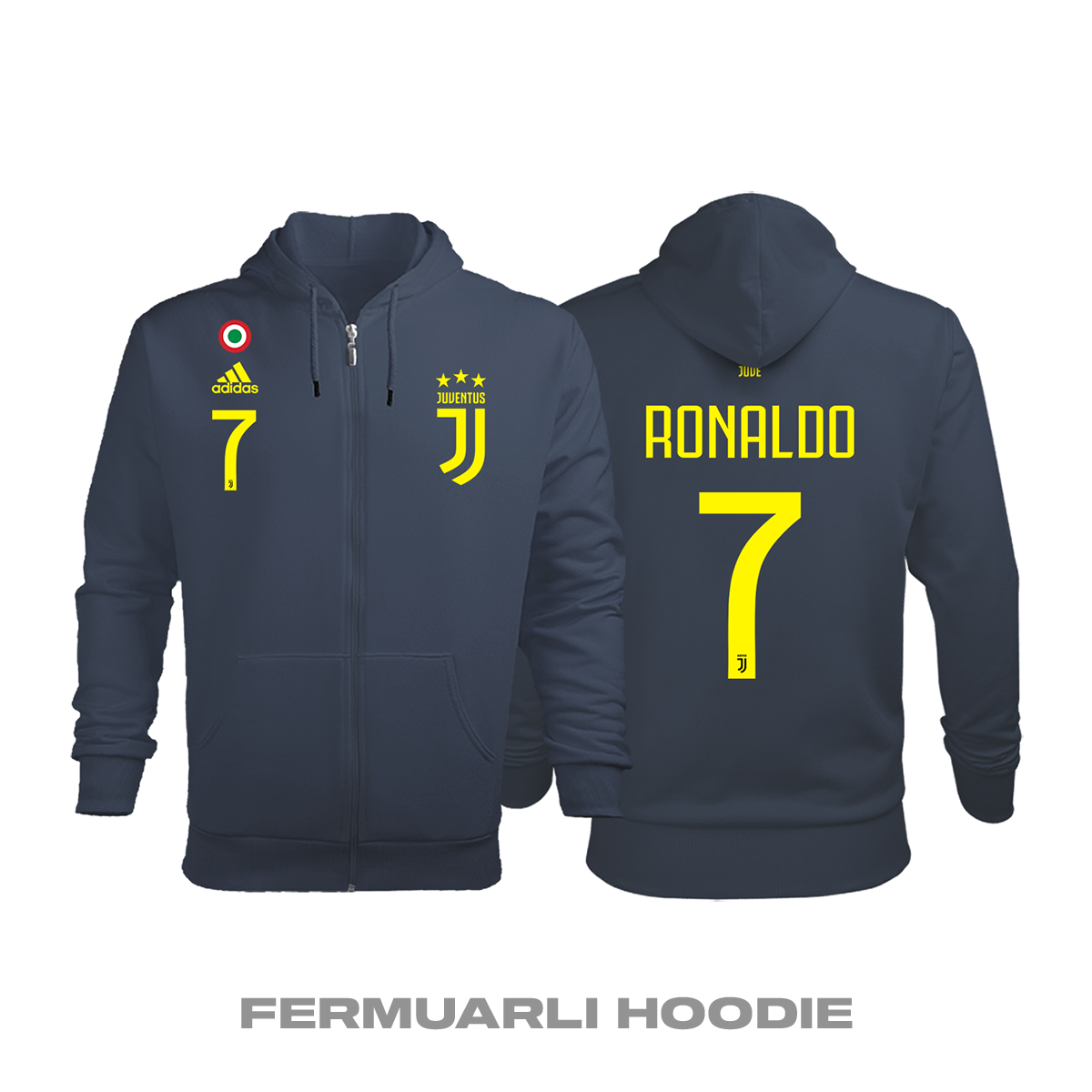 Juventus: Third Edition 2018/2019 Fermuarlı Kapüşonlu Hoodie 2XL