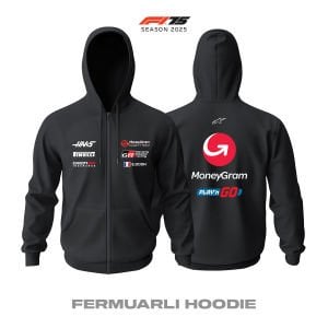 Haas F1 Team: VF-25 Black Edition 2025 Fermuarlı Hoodie