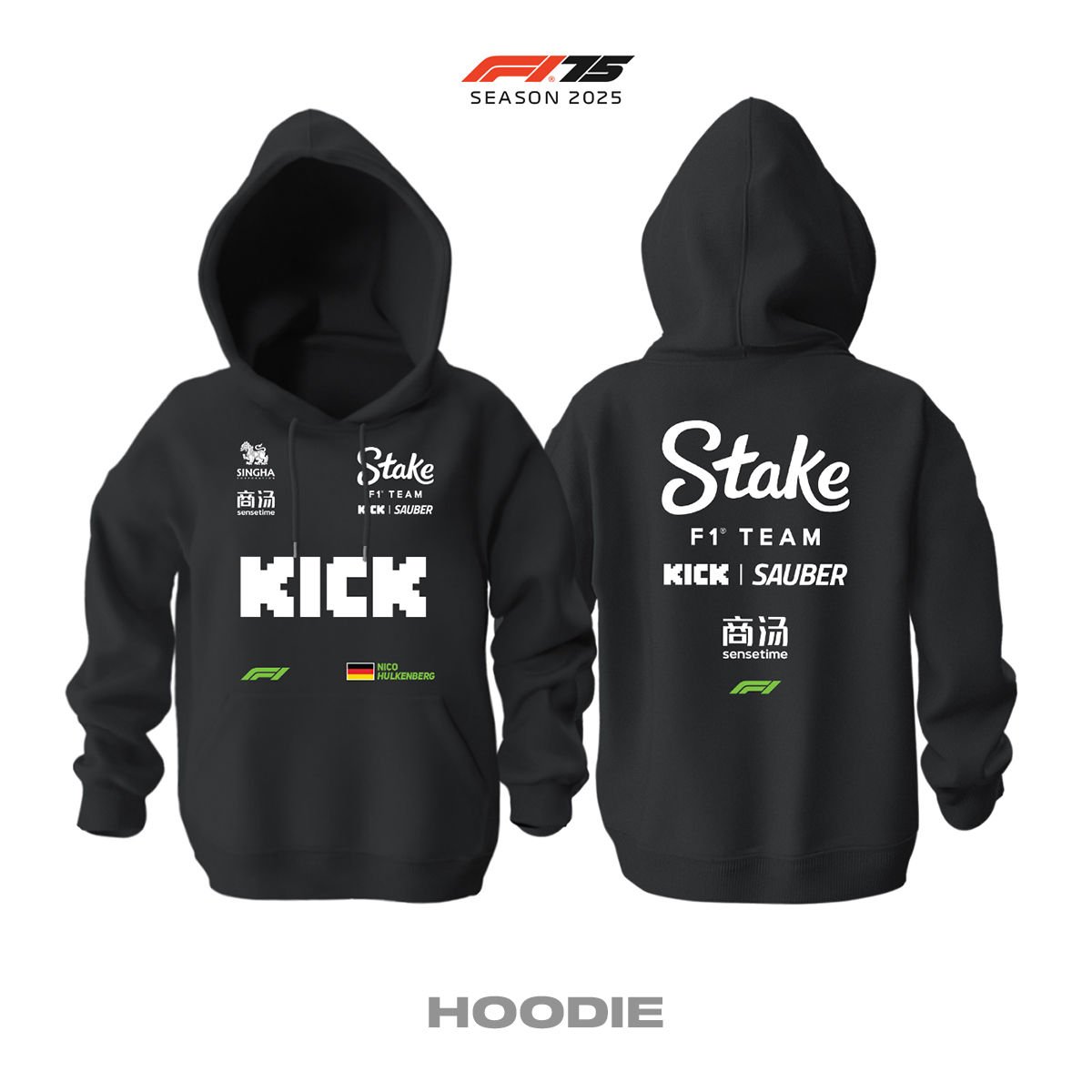 Stake F1 Team: Kick Sauber C45 Black Edition 2025 Kapüşonlu Hoodie