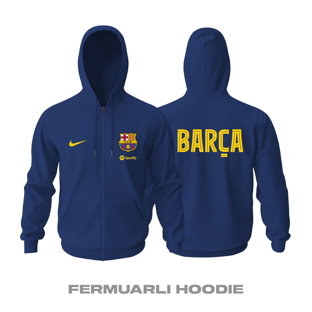 FC Barcelona: Club Culture Series - Navy Edition Fermuarlı Hoodie