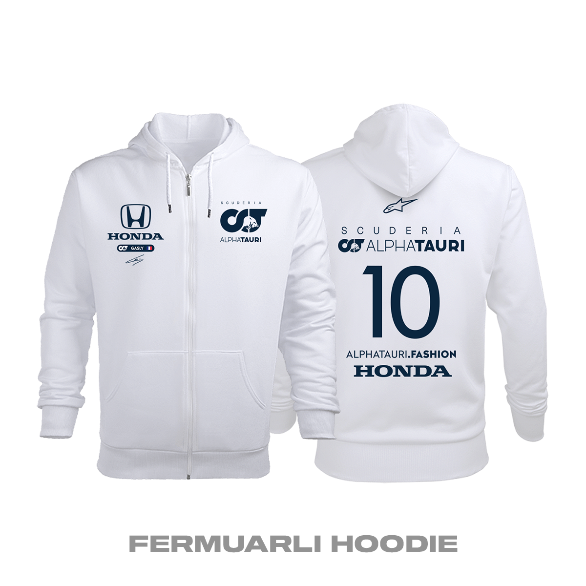 Scuderia AlphaTauri: White Edition 2021 Fermuarlı Kapüşonlu Hoodie 2XL