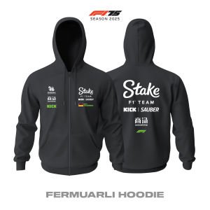 Stake F1 Team: Kick Sauber C45 Black Edition 2025 Fermuarlı Hoodie