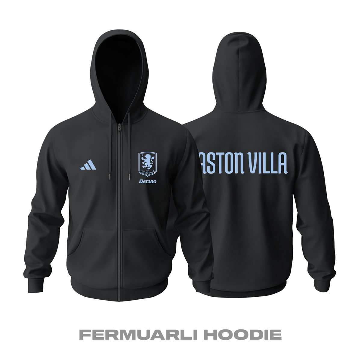 Aston Villa: Club Culture Series - Black Edition Fermuarlı Hoodie