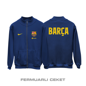 FC Barcelona: Club Culture Series - Navy Edition Fermuarlı Ceket