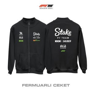 Stake F1 Team: Kick Sauber C45 Black Edition 2025 Fermuarlı Ceket