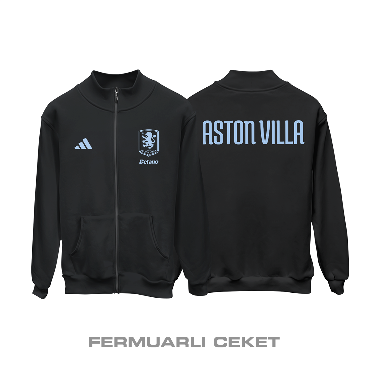 Aston Villa: Club Culture Series - Black Edition Fermuarlı Ceket