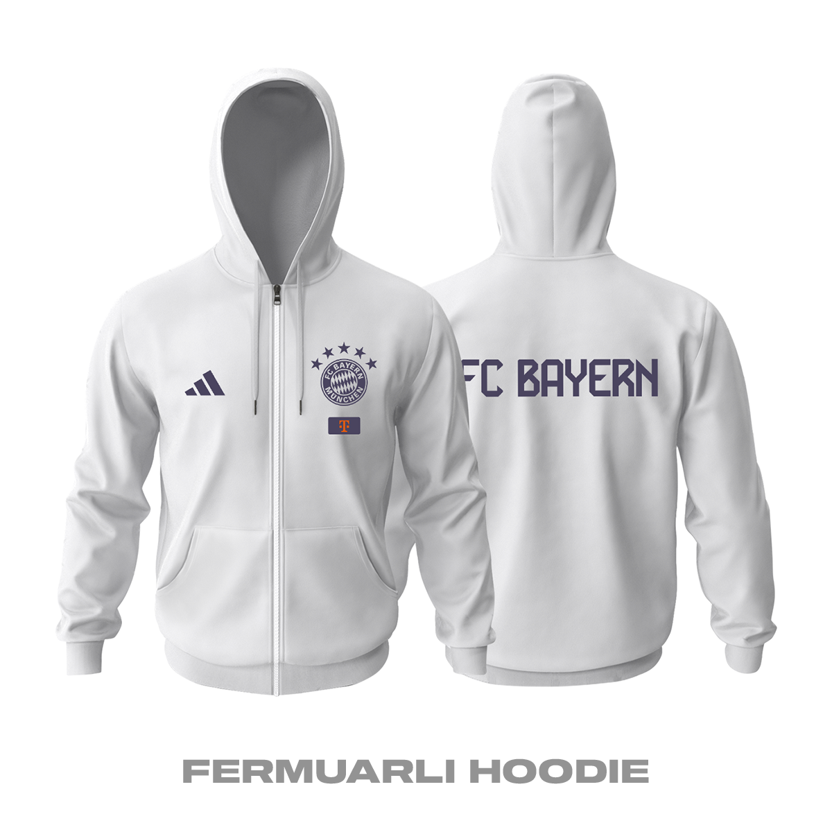 FC Bayern: Club Culture Series - White Edition Fermuarlı Hoodie