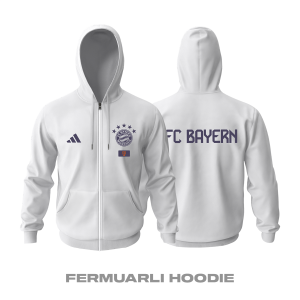 FC Bayern: Club Culture Series - White Edition Fermuarlı Hoodie