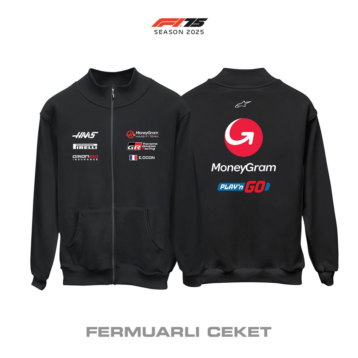 Haas F1 Team: VF-25 Black Edition 2025 Fermuarlı Ceket