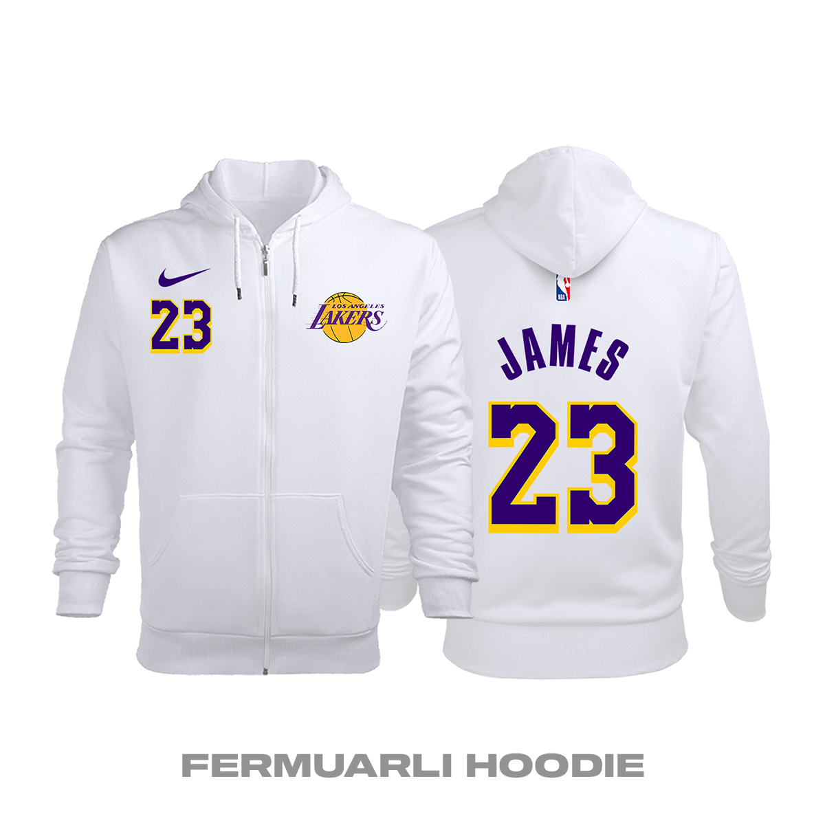 Los Angeles Lakers: Association Edition 2018/2019 Fermuarlı Kapüşonlu Hoodie XS