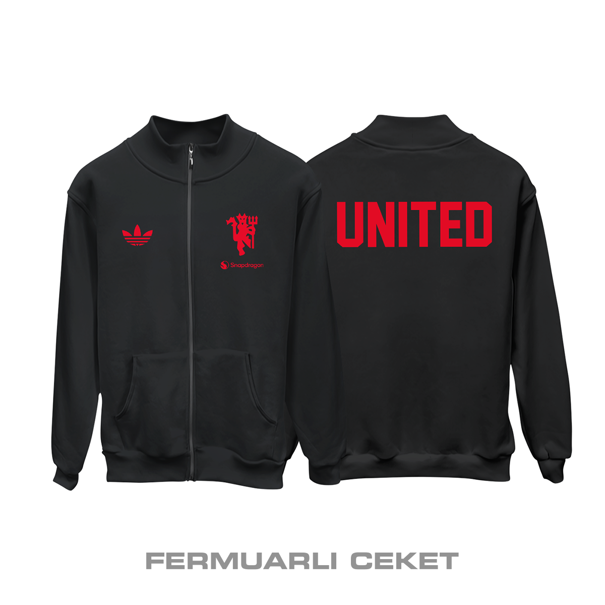 Manchester United: Club Culture Series - Black Edition Fermuarlı Ceket
