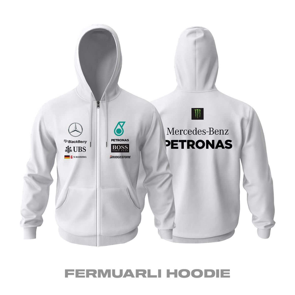 Petronas F1 Team 2016: Nico Rosberg Fermuarlı Hoodie