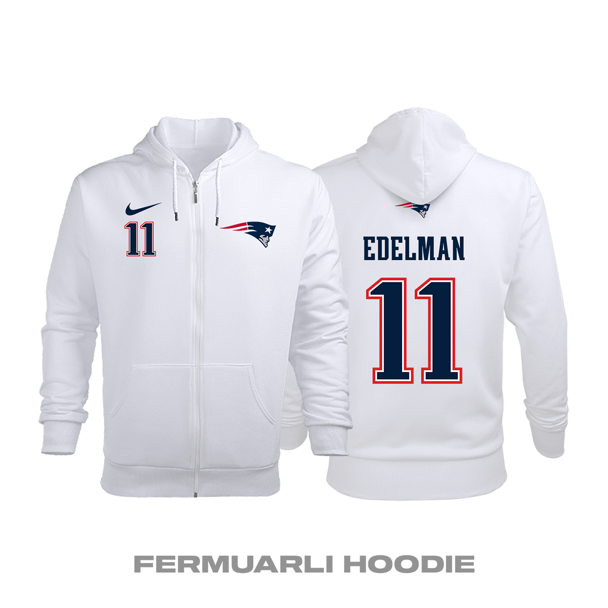 New England Patriots: Road Edition 2020/2021 Fermuarlı Kapüşonlu Hoodie S