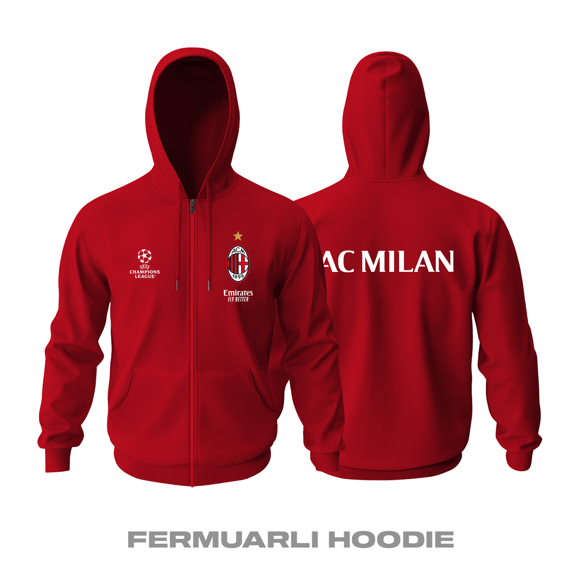 AC Milan: Club Culture Series - Red Edition Fermuarlı Hoodie