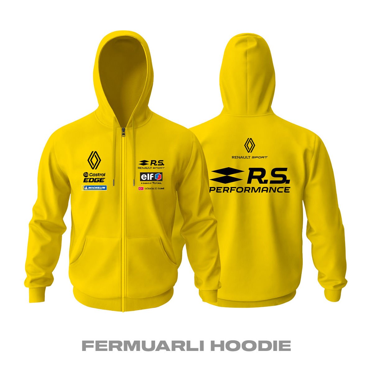 Renault: RS Sport - Yellow Edition Fermuarlı Kapüşonlu Hoodie