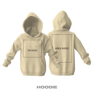 Kişisel Baskı - Krem Kapüşonlu Hoodie