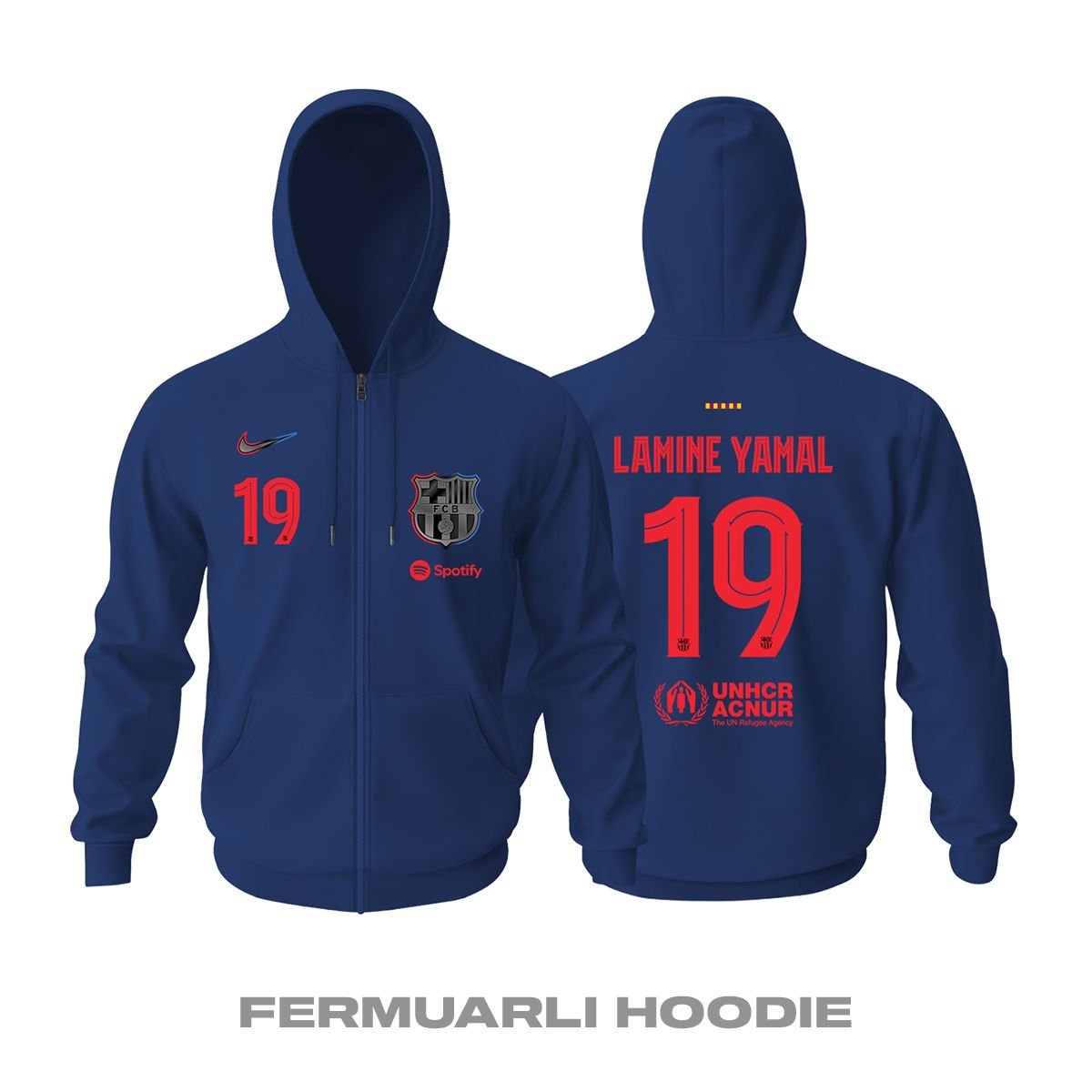 Barcelona: Alternate 2024/2025 Fermuarlı Kapüşonlu Hoodie