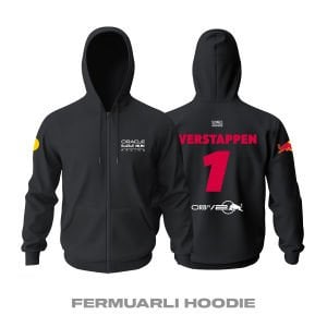 Red Bull Racing: RB20 Crew - Black Edition Fermuarlı Hoodie