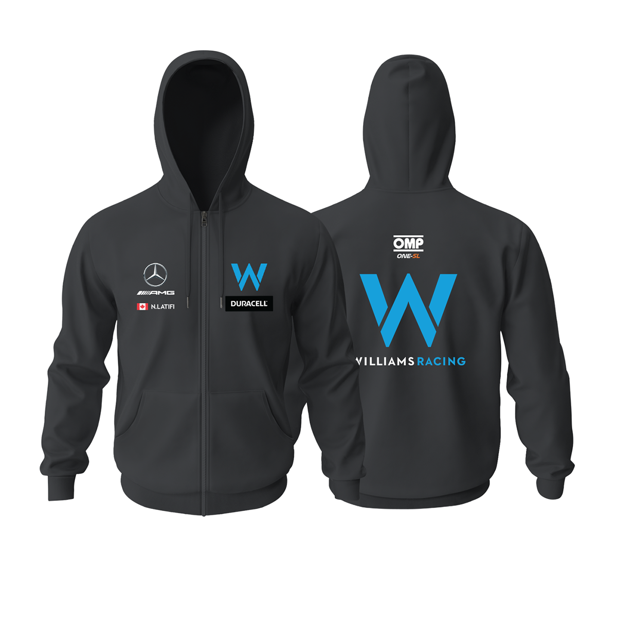 Williams Racing: Black Edition 2022 Fermuarlı Kapüşonlu Hoodie 4XL