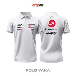 Haas F1 Team: VF-25 White Edition 2025 Polo Yaka
