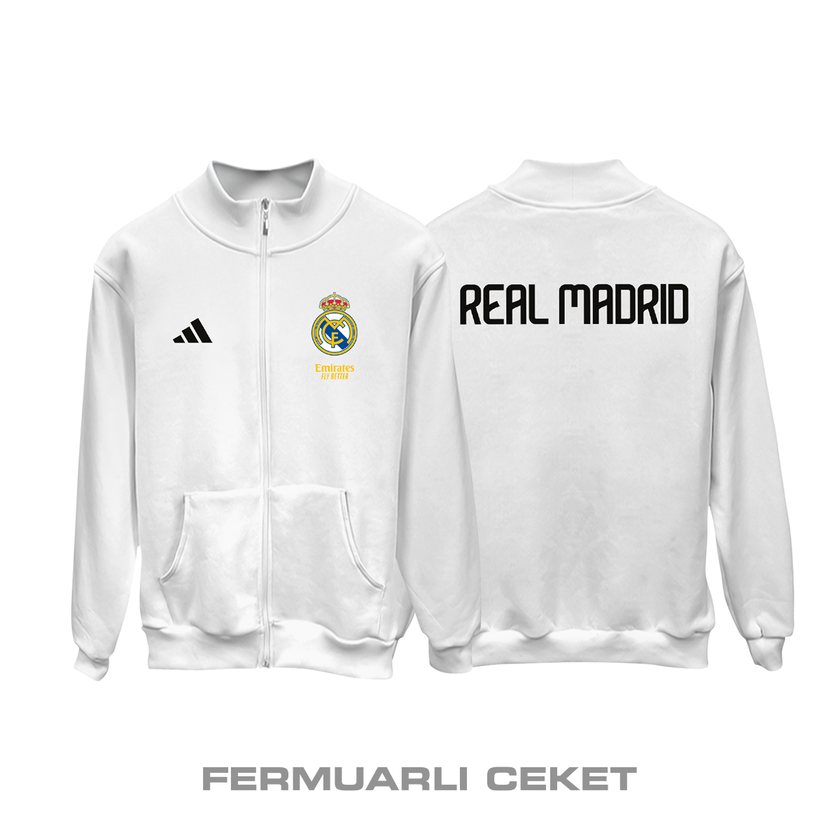 Real Madrid: Club Culture Series - White Edition Fermuarlı Ceket