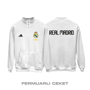 Real Madrid: Club Culture Series - White Edition Fermuarlı Ceket