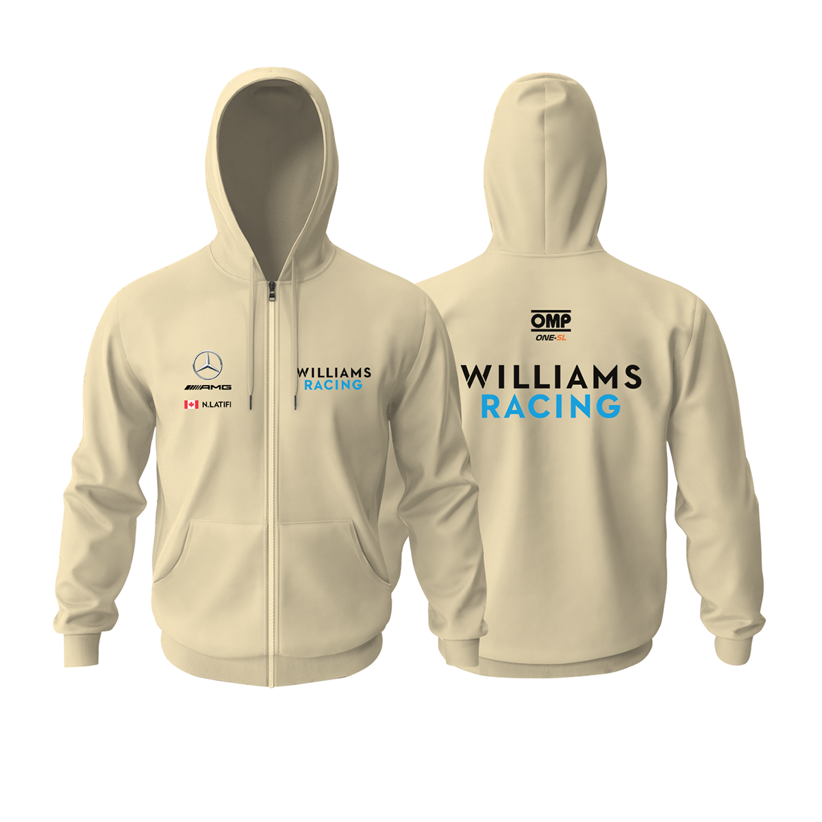 Williams Racing: Cream Edition 2022 Fermuarlı Kapüşonlu Hoodie 4XL