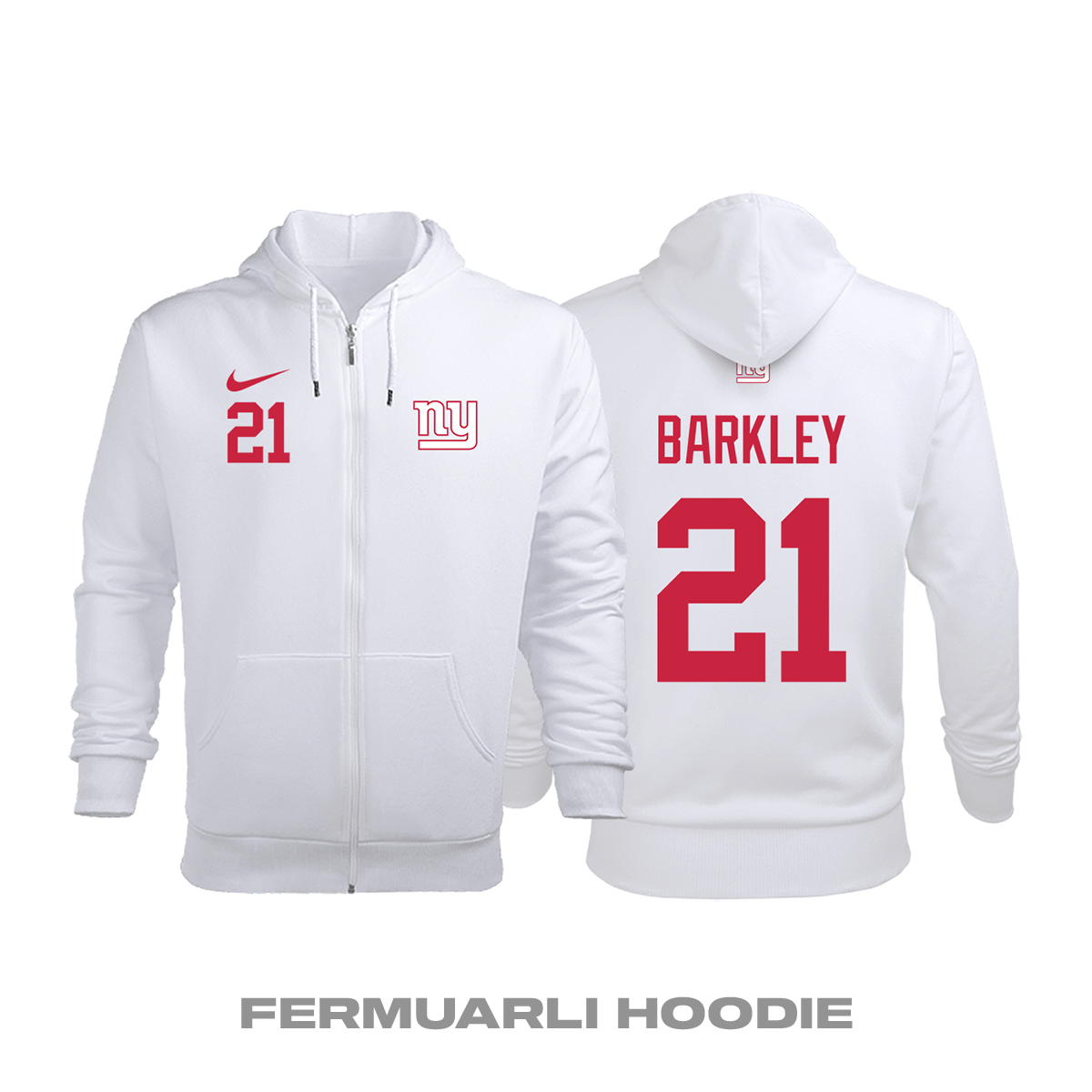 New York Giants: Road Edition 2020/2021 Fermuarlı Kapüşonlu Hoodie S