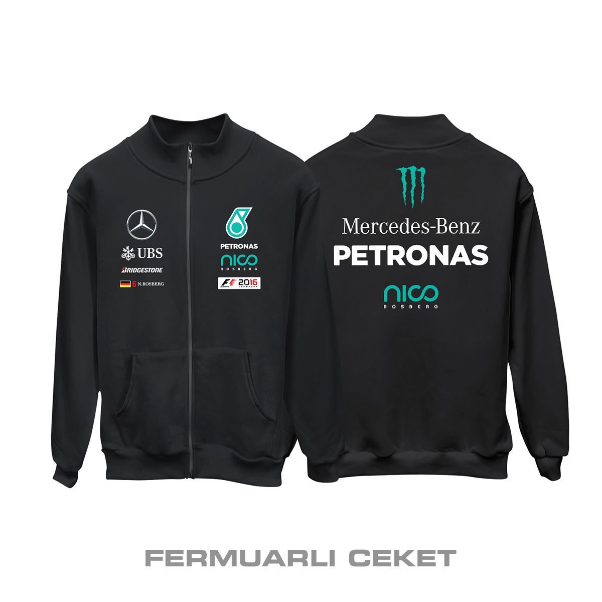 F1 2016 Champion: Nico Rosberg - Black Edition Fermuarlı Ceket
