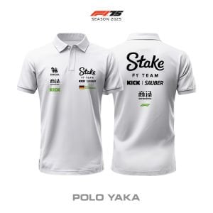 Stake F1 Team: Kick Sauber C45 White Edition 2025 Polo Yaka