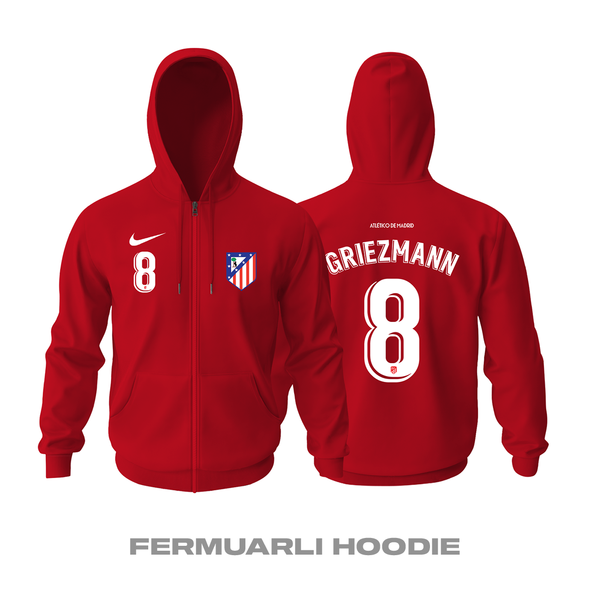 Atlético Madrid: Fourth Edition 2021/2022 Fermuarlı Kapüşonlu Hoodie XS