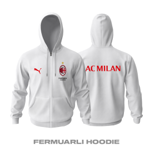 AC Milan: Club Culture Series - White Edition Fermuarlı Hoodie