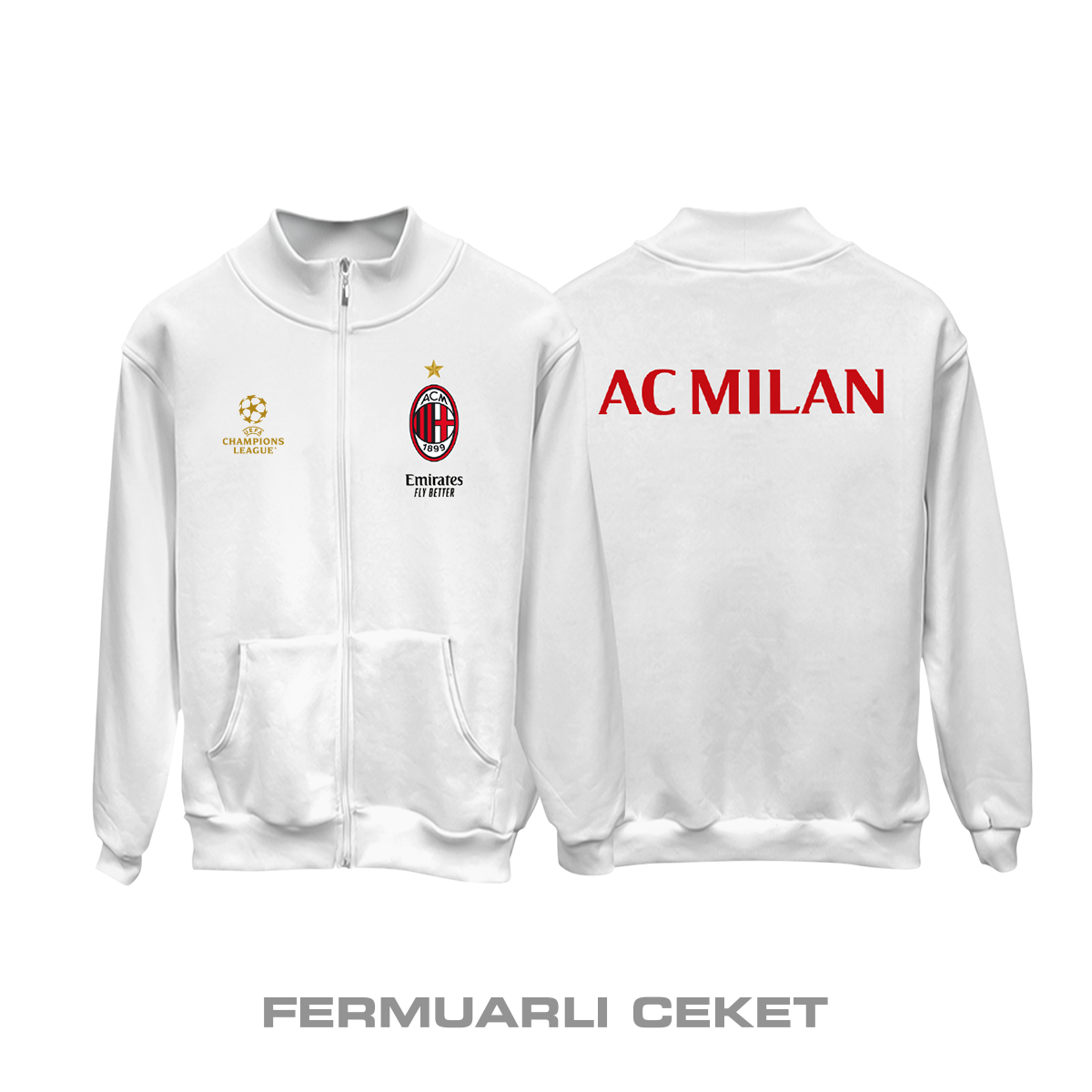 AC Milan: Club Culture Series - White Edition Fermuarlı Ceket