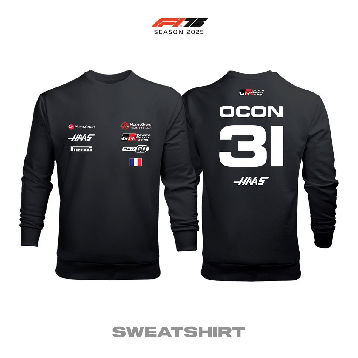 Haas F1 Team: VF-25 Black Crew Edition 2025 Sweatshirt