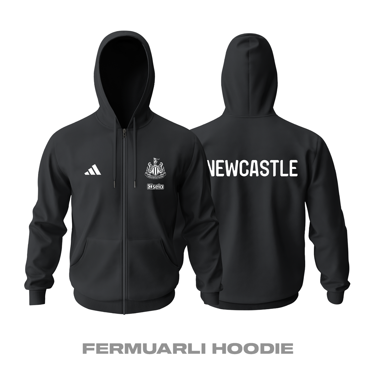 Newcastle: Club Culture Series - Black Edition Fermuarlı Hoodie