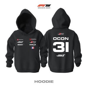 Haas F1 Team: VF-25 Black Crew Edition 2025 Kapüşonlu Hoodie