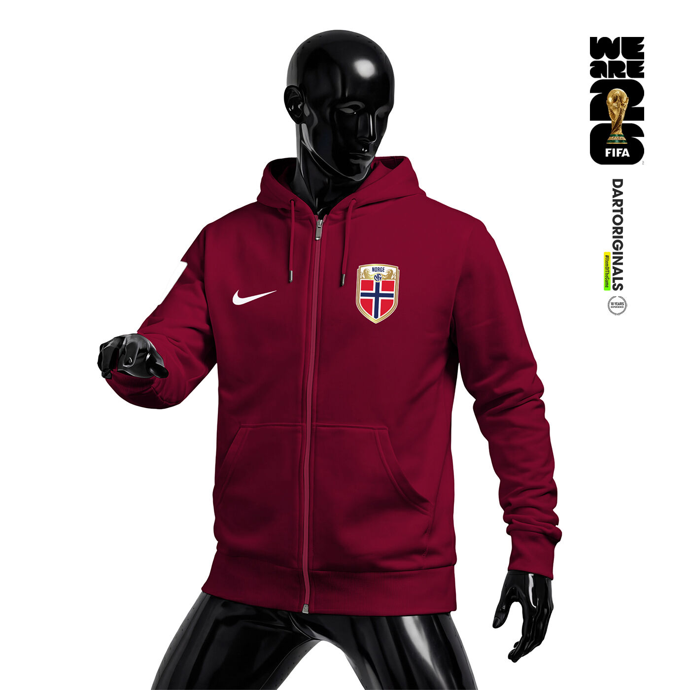 Norway: Claret Edition - FIFA World Cup™ 2026 Fermuarlı Kapüşonlu Hoodie
