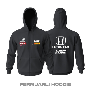 Honda: Team VTEC Black Edition Fermuarlı Hoodie