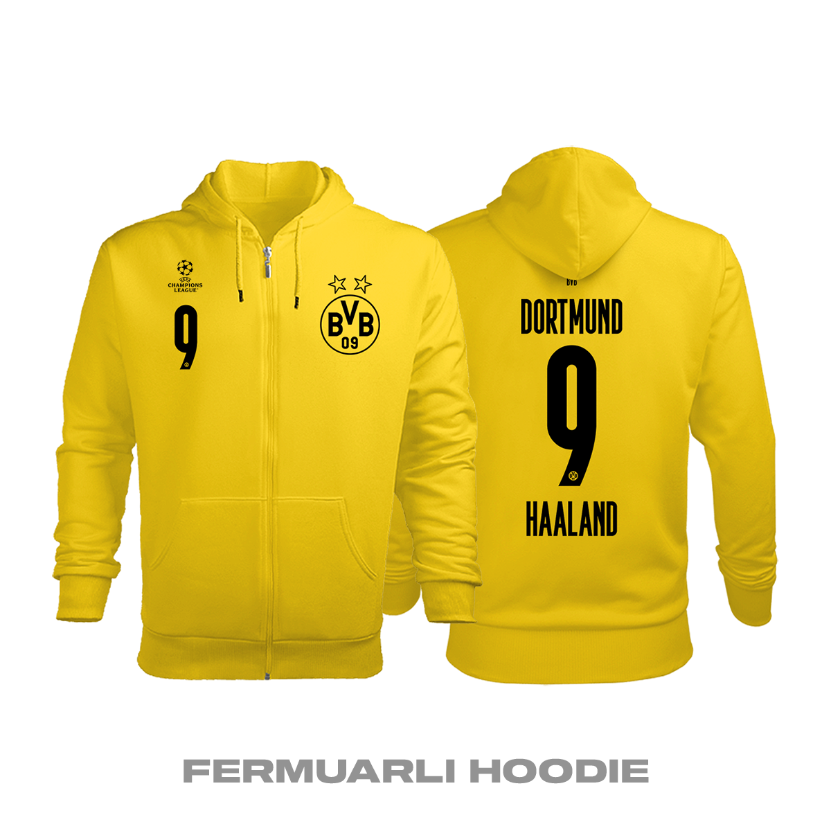 Borussia Dortmund: Home Edition 2020/2021 Fermuarlı Kapüşonlu Hoodie
