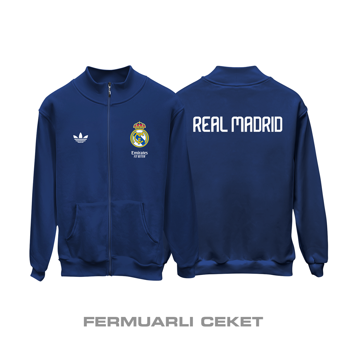Real Madrid: Club Culture Series - Navy Edition Fermuarlı Ceket