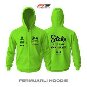 Stake F1 Team: Kick Sauber C45 Neon Edition 2025 Fermuarlı Hoodie