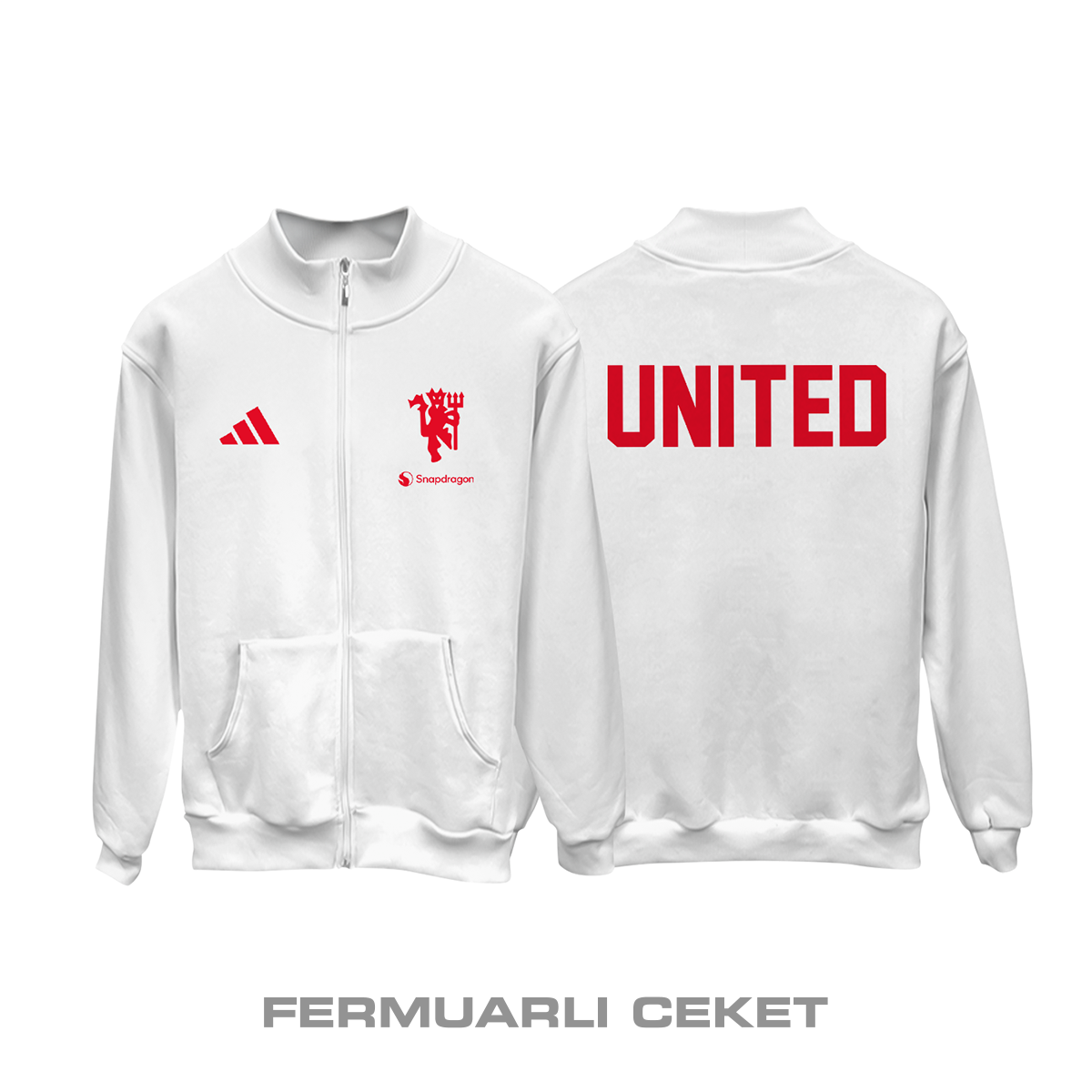 Manchester United: Club Culture Series - White Edition Fermuarlı Ceket