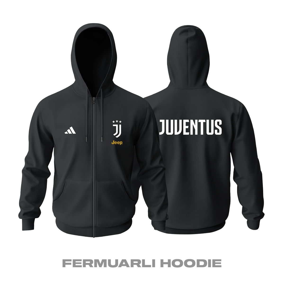 Juventus: Club Culture Series - Black Edition Fermuarlı Hoodie