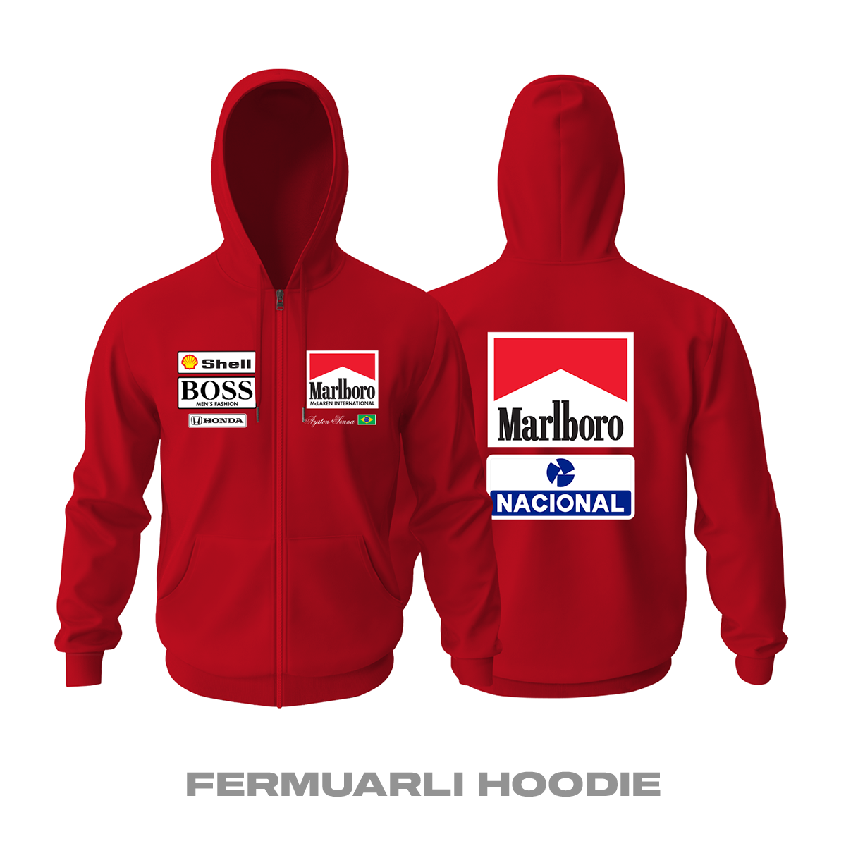 Ayrton Senna: McLaren Edition 1991 Fermuarlı Kapüşonlu Hoodie