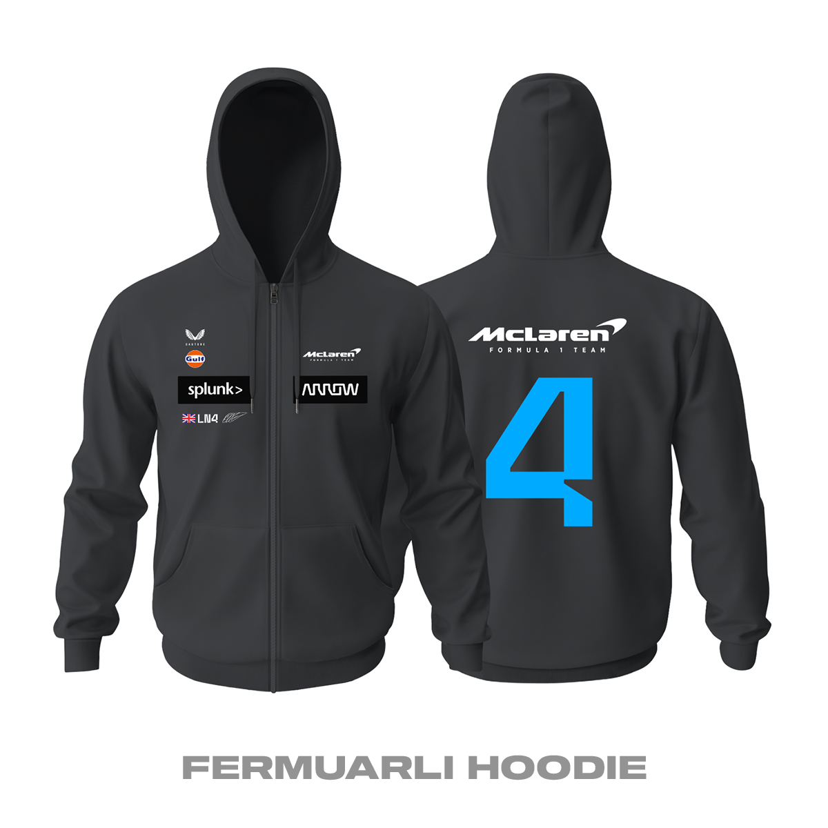 McLaren F1 Team: Black Edition 2022 Fermuarlı Kapüşonlu Hoodie