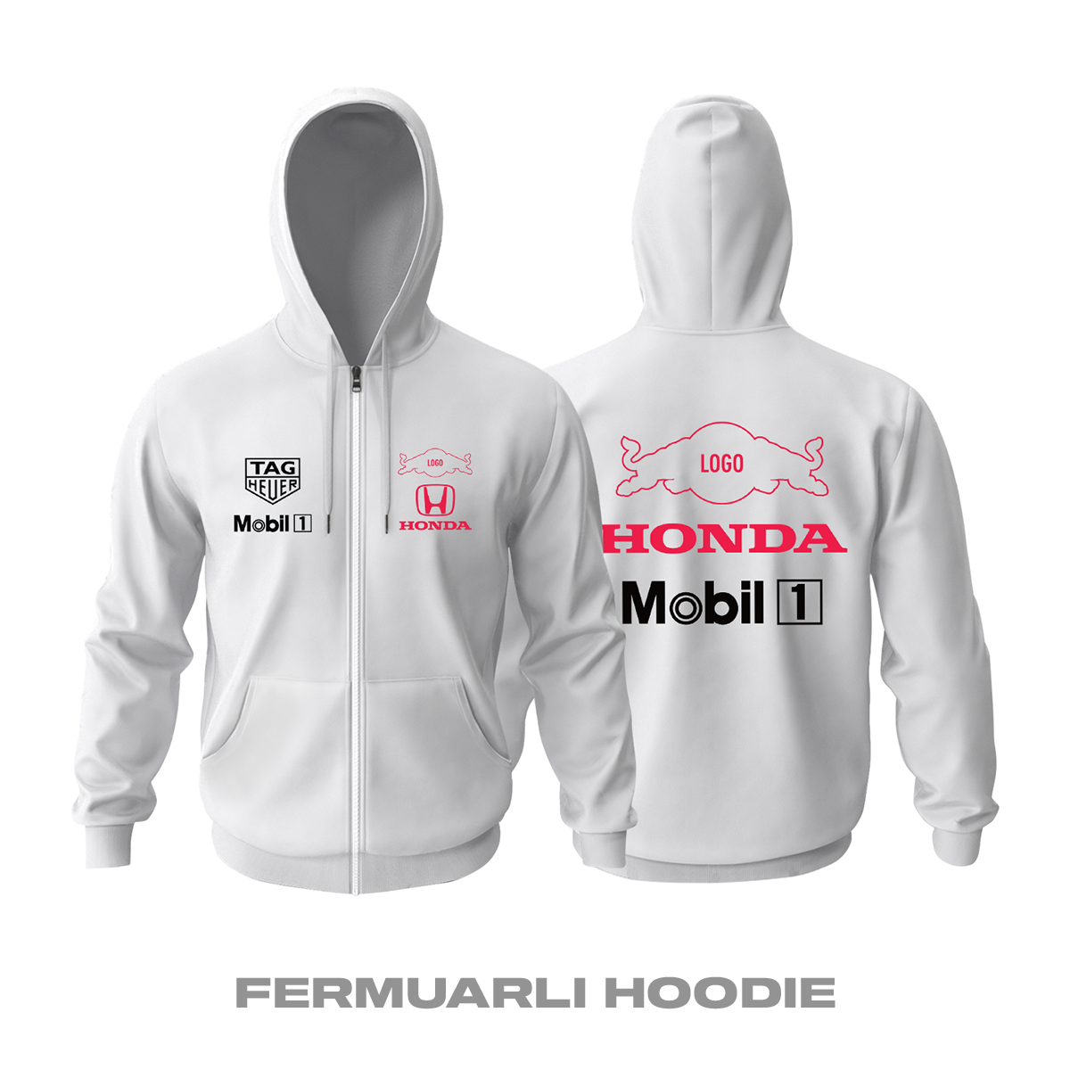 Oracle Racing: Honda Veda Edition Fermuarlı Kapüşonlu Hoodie