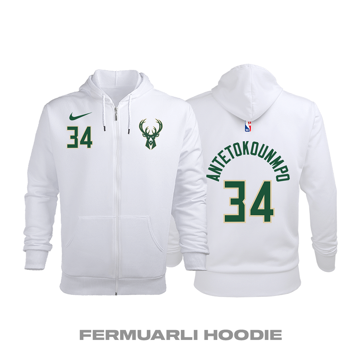 Milwaukee Bucks: Association Edition 2017/2018 Fermuarlı Kapüşonlu Hoodie 3XL